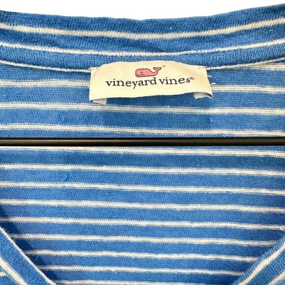 Vineyard Vine V-Neck Tee Stripped Blue & White Small - Picture 3 of 4
